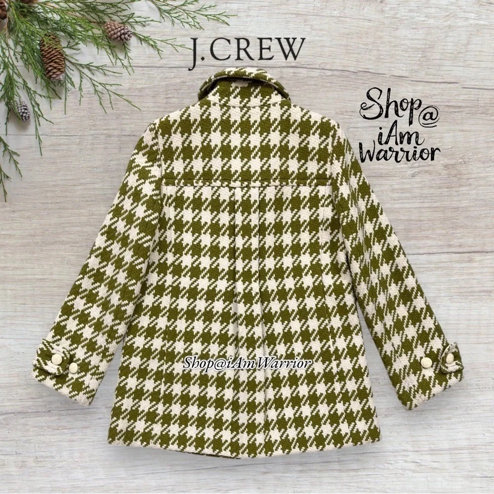 J.Crew rare vintage apple green houndstooth peacoat *shop@iamwarrior - Picture 6 of 10